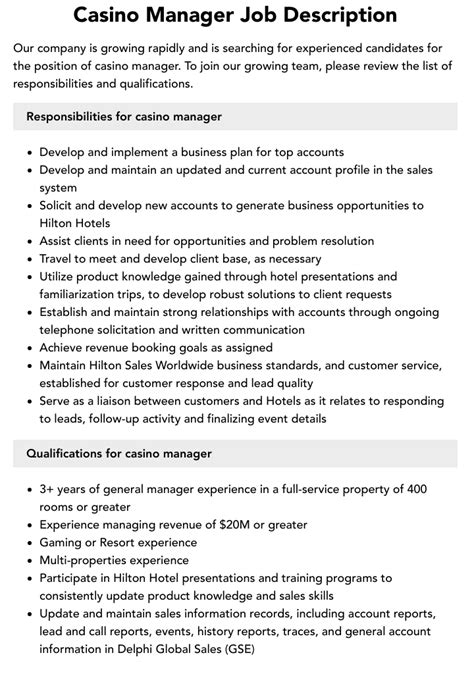 diagram of casino hote job employment - casino management job description.